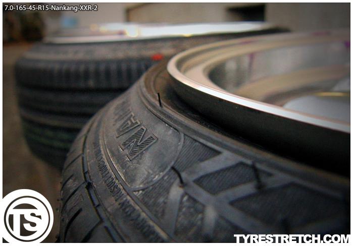 An example of tyre stretch: 165/45 R15 on 7.0J – NANKANG (XXR)