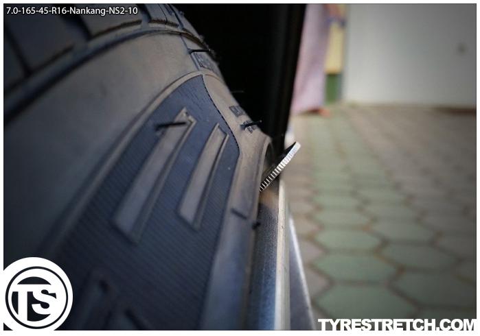 An example of tyre stretch: 165/45 R16 on 7.0J – NANKANG