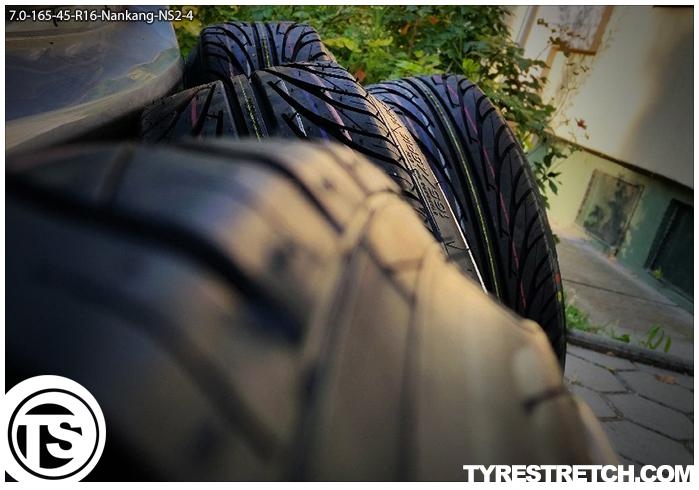 An example of tyre stretch: 165/45 R16 on 7.0J – NANKANG