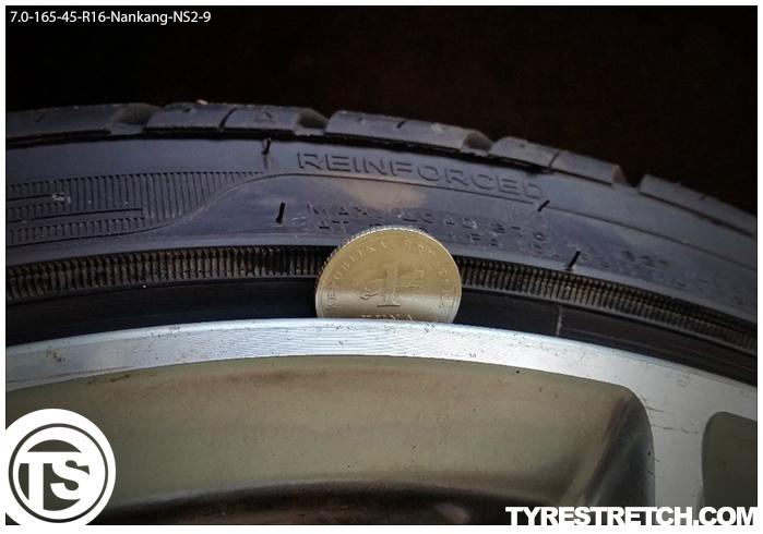 An example of tyre stretch: 165/45 R16 on 7.0J – NANKANG