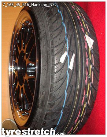 An example of tyre stretch: 165/45 R16 on 7.0J – NANKANG