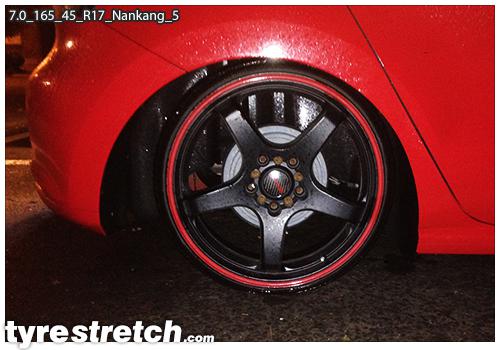 An example of tyre stretch: 165/45 R17 on 7.0J – NANKANG