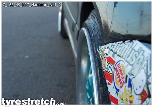 An example of tyre stretch: 165/45 R17 on 7.0J – NANKANG