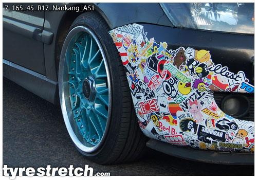 An example of tyre stretch: 165/45 R17 on 7.0J – NANKANG