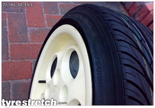 An example of tyre stretch: 165/50 R15 on 7.0J