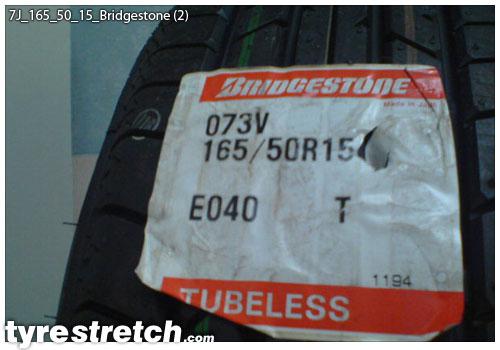 An example of tyre stretch: 165/50 R15 on 7.0J – BRIDGESTONE