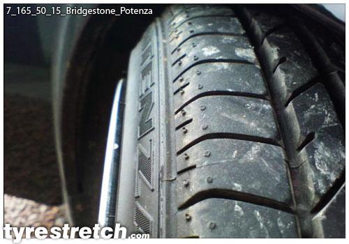 An example of tyre stretch: 165/50 R15 on 7.0J – BRIDGESTONE