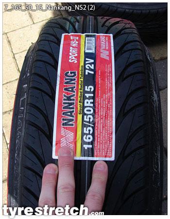 An example of tyre stretch: 165/50 R15 on 7.0J – NANKANG