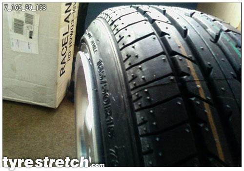 An example of tyre stretch: 165/50 R15 on 7.0J