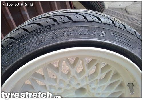 An example of tyre stretch: 165/50 R15 on 7.0J