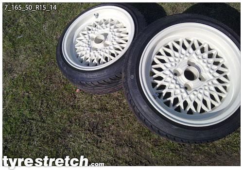 An example of tyre stretch: 165/50 R15 on 7.0J