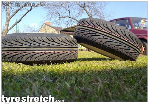 An example of tyre stretch: 165/50 R15 on 7.0J