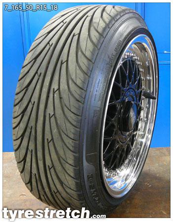 An example of tyre stretch: 165/50 R15 on 7.0J