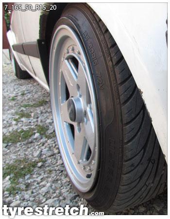 An example of tyre stretch: 165/50 R15 on 7.0J