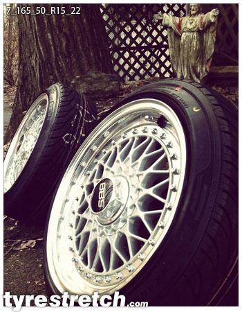 An example of tyre stretch: 165/50 R15 on 7.0J