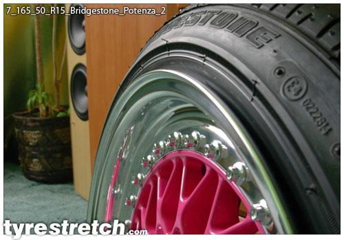 An example of tyre stretch: 165/50 R15 on 7.0J – BRIDGESTONE (BBS)