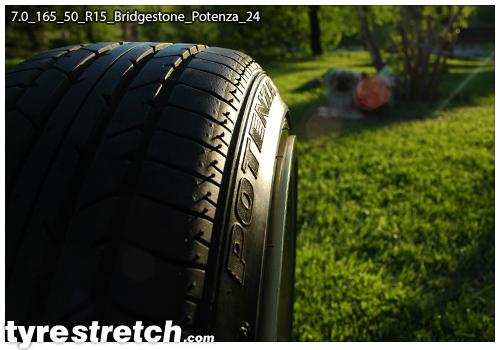 An example of tyre stretch: 165/50 R15 on 7.0J – BRIDGESTONE