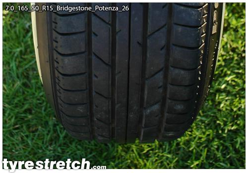 An example of tyre stretch: 165/50 R15 on 7.0J – BRIDGESTONE