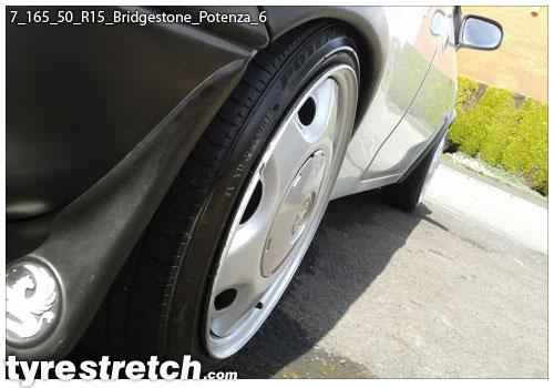 An example of tyre stretch: 165/50 R15 on 7.0J – BRIDGESTONE