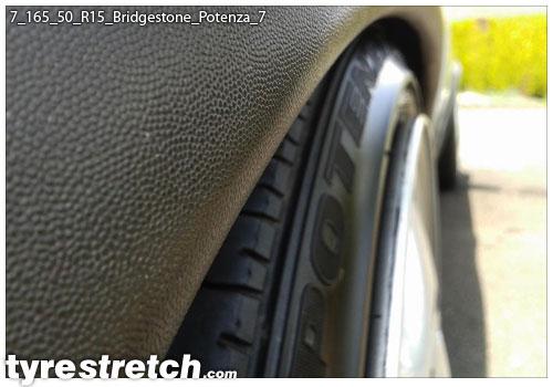An example of tyre stretch: 165/50 R15 on 7.0J – BRIDGESTONE
