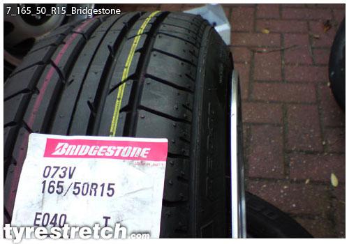 An example of tyre stretch: 165/50 R15 on 7.0J – BRIDGESTONE