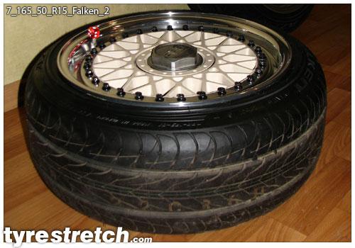 An example of tyre stretch: 165/50 R15 on 7.0J – FALKEN