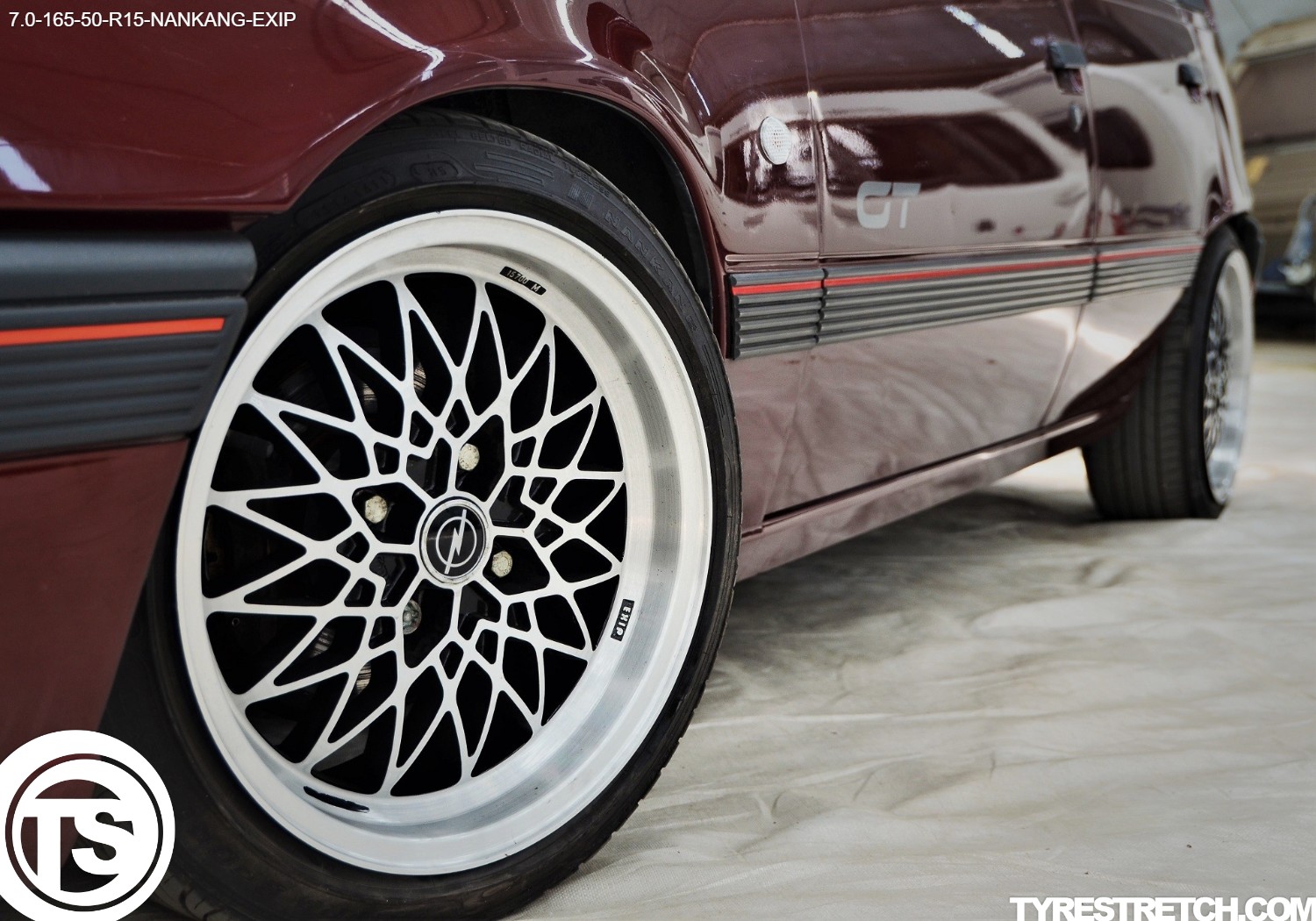 An example of tyre stretch: 165/50 R15 on 7.0J – NANKANG (EXIP)