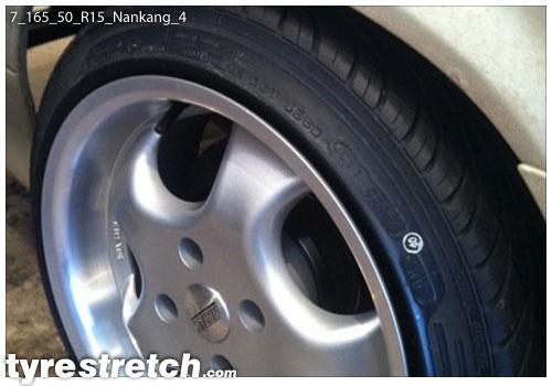 An example of tyre stretch: 165/50 R15 on 7.0J – NANKANG