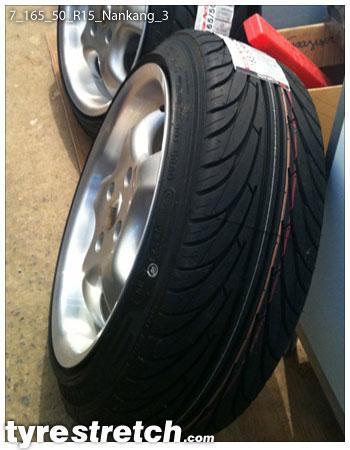 An example of tyre stretch: 165/50 R15 on 7.0J – NANKANG