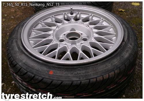 An example of tyre stretch: 165/50 R15 on 7.0J – NANKANG
