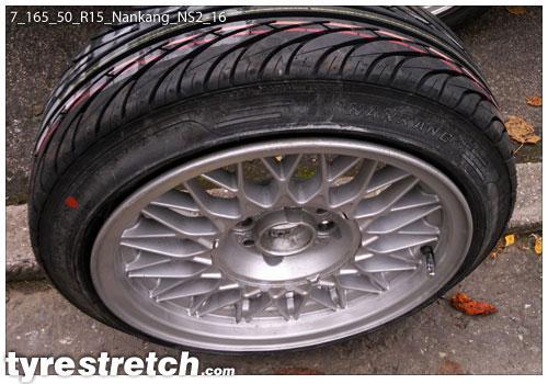 An example of tyre stretch: 165/50 R15 on 7.0J – NANKANG