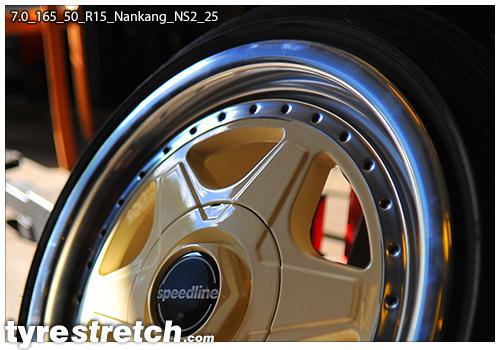 An example of tyre stretch: 165/50 R15 on 7.0J – NANKANG (SPEEDLINE)
