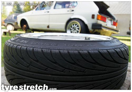 An example of tyre stretch: 165/50 R15 on 7.0J – NANKANG