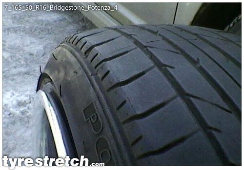 An example of tyre stretch: 165/50 R16 on 7.0J – BRIDGESTONE