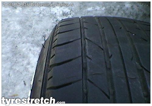 An example of tyre stretch: 165/50 R16 on 7.0J – BRIDGESTONE