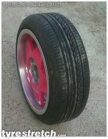 An example of tyre stretch: 165/50 R16 on 7.0J – NANKANG