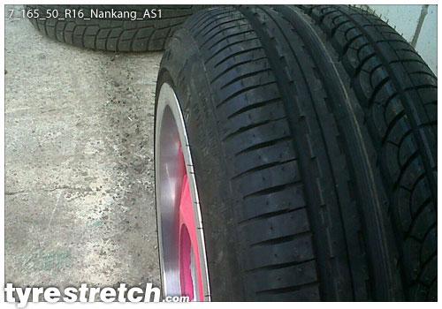 An example of tyre stretch: 165/50 R16 on 7.0J – NANKANG