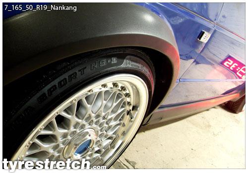 An example of tyre stretch: 165/50 R19 on 7.0J – NANKANG