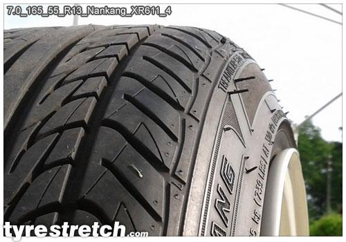 An example of tyre stretch: 165/55 R13 on 7.0J – NANKANG