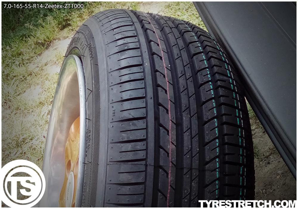 An example of tyre stretch: 165/55 R14 on 7.0J – ZEETEX