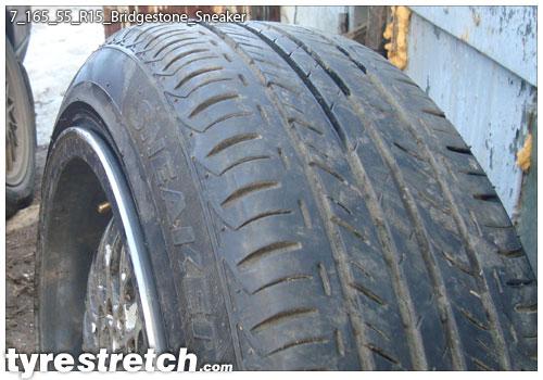 An example of tyre stretch: 165/55 R15 on 7.0J – BRIDGESTONE
