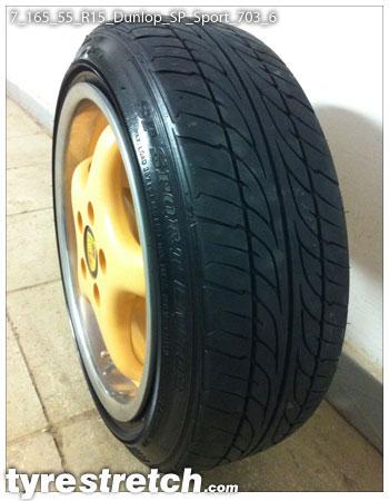 An example of tyre stretch: 165/55 R15 on 7.0J – DUNLOP