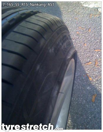 An example of tyre stretch: 165/55 R15 on 7.0J – NANKANG