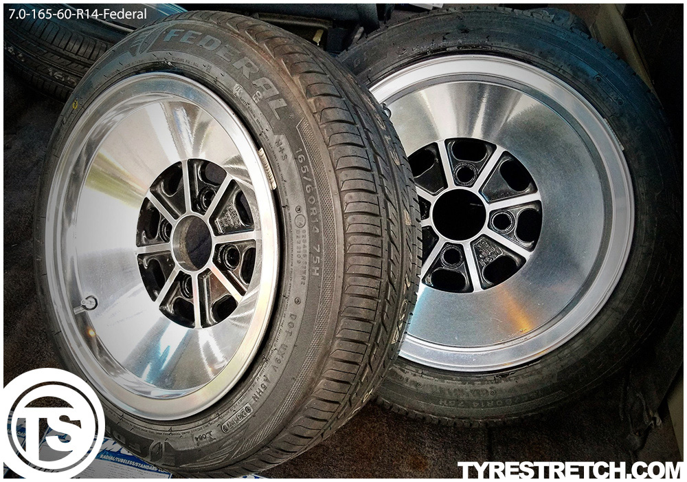 An example of tyre stretch: 165/60 R14 on 7.0J – FEDERAL