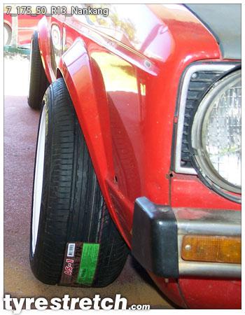 An example of tyre stretch: 175/50 R13 on 7.0J – NANKANG