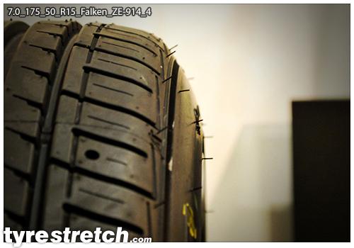 An example of tyre stretch: 175/50 R15 on 7.0J – FALKEN