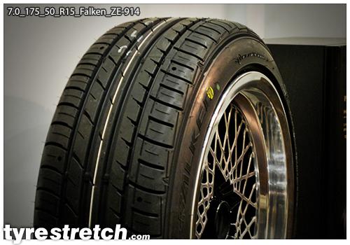 An example of tyre stretch: 175/50 R15 on 7.0J – FALKEN