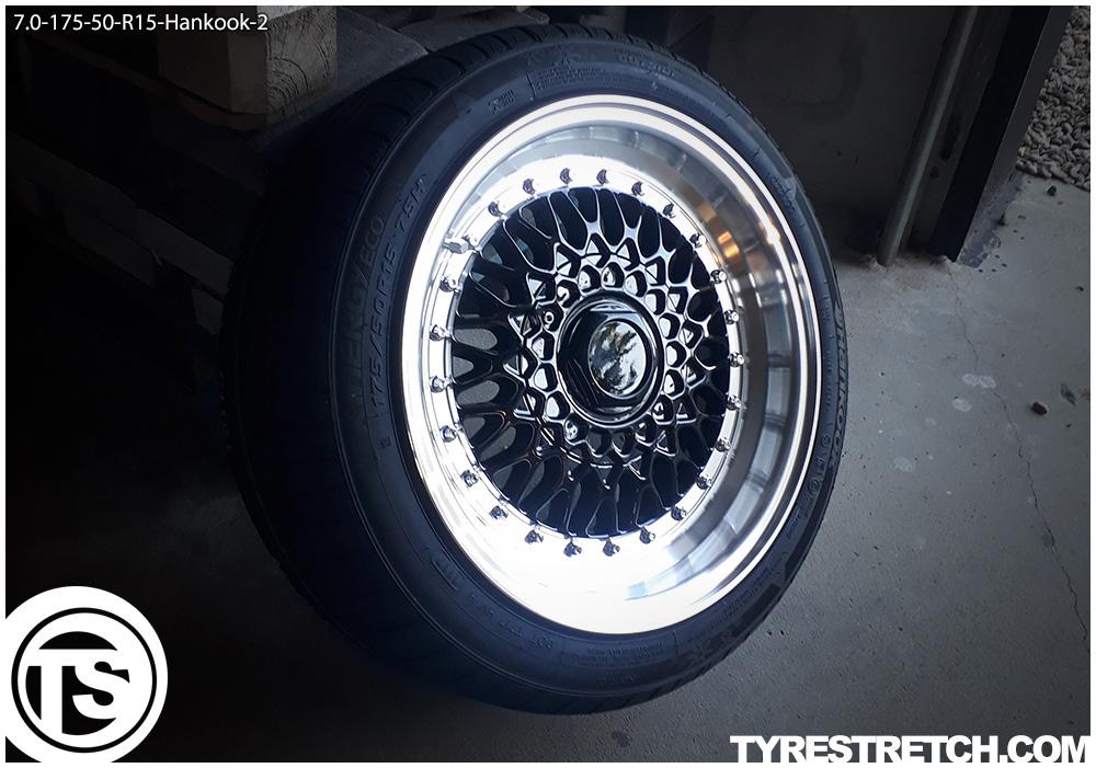 An example of tyre stretch: 175/50 R15 on 7.0J – HANKOOK