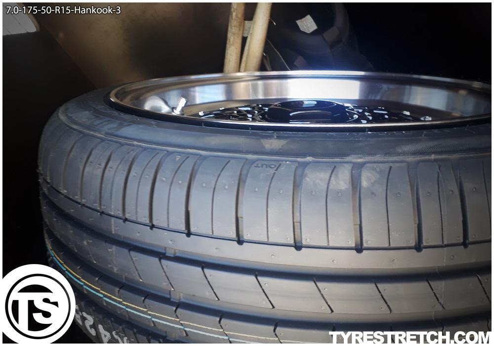 An example of tyre stretch: 175/50 R15 on 7.0J – HANKOOK