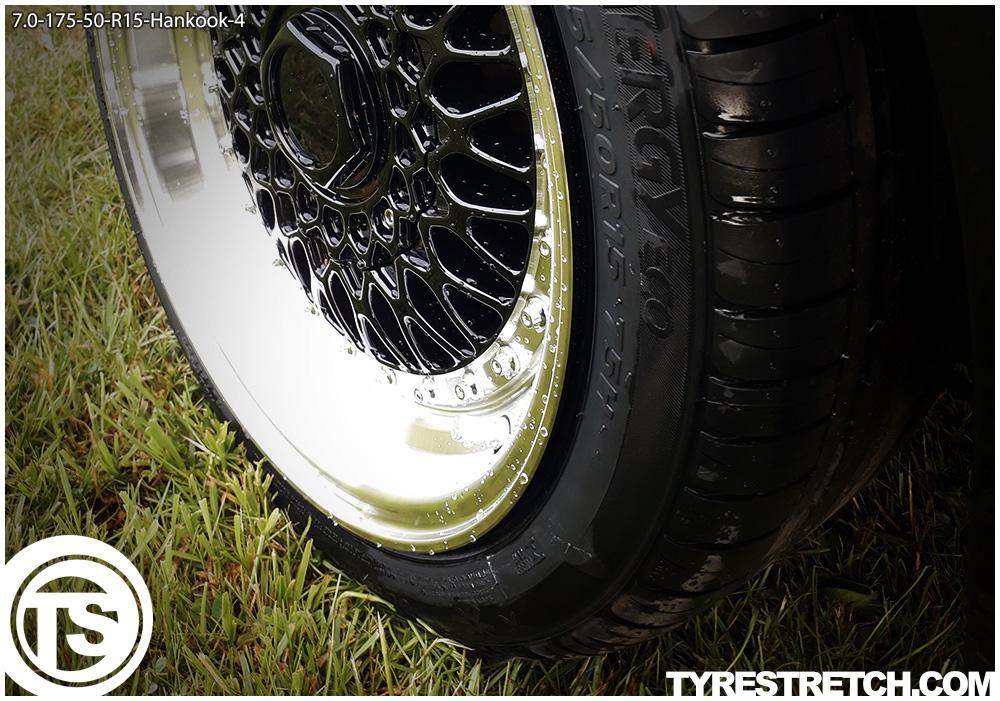 An example of tyre stretch: 175/50 R15 on 7.0J – HANKOOK